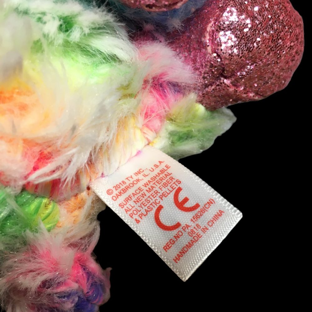 Ty Daffodil Rainbow Lamb Beanie Boos Pink Glitter Eyes & Feet Sheep Goat 6" - Picture 6 of 7